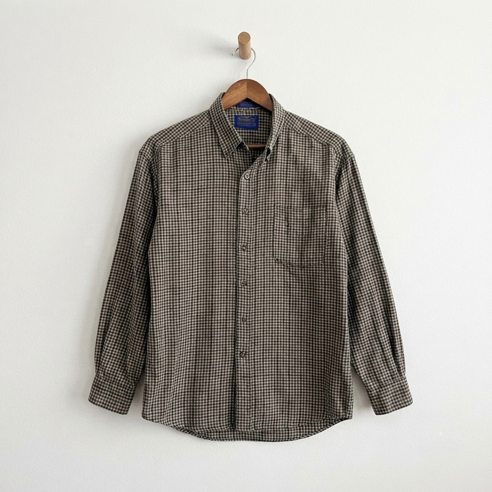 Vintage Sir Pendleton Wool Shirt M Plaid 100% Virgin Wool USA Made Preppy Flaws